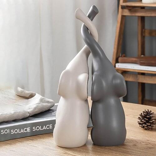 European Home Furnishings Cute Couple Elephant Living Room Office Study Statue Craft Wine Cabinet TV Cabinet Decoration Ornament