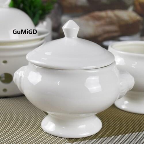 Hotel ceramic tableware French pastry baking cup soup in a cup nest bowl with cover stew soup dessert