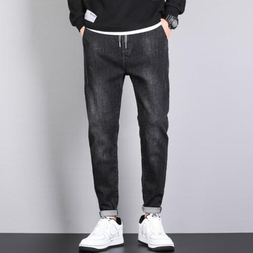 Cotton stretch mens straight Loose Jeans Classic brand casual lightweight jeans Black Color CHP6603