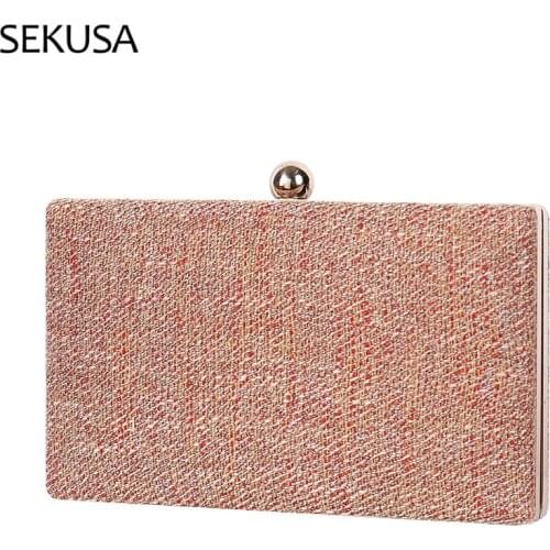 Canvas Women Evening Bags Metal Luxury Party Handbags New Design Small Female Gift Day Clutch Holder Purse