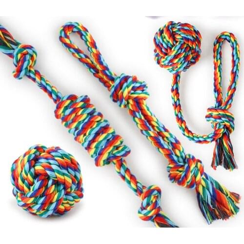 Dog Toys For Large Interactive Colorful Cotton Rope Fidget Toys Ball For Dogs Accessories Toothbrush Chew Puppy Acessorios
