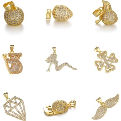 Juya New Arrival Charm Pendants Supplies Micro Pave Zircon DIY Animal Fruit Cross Charms For Handmade Fashion Jewelry Making