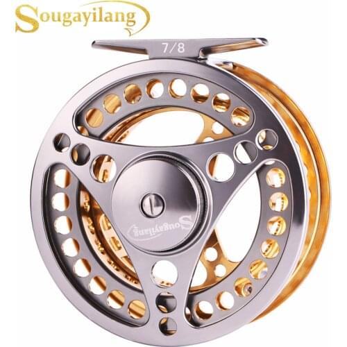 Sougayilang 7/8 WT Fly Fishing Reel CNC Machine Cut Fishing Reel Large Arbor Die Casting Aluminum Fly Reel Wheel Fishing Tackle