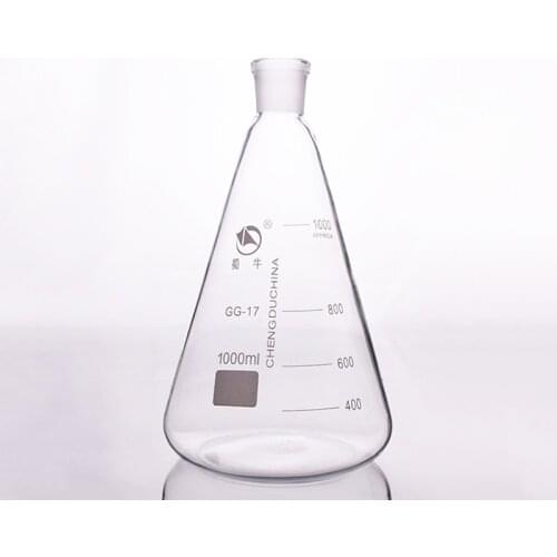 Conical flask with standard ground-in mouth,Capacity 1000ml,joint 24/29,Erlenmeyer flask with tick mark