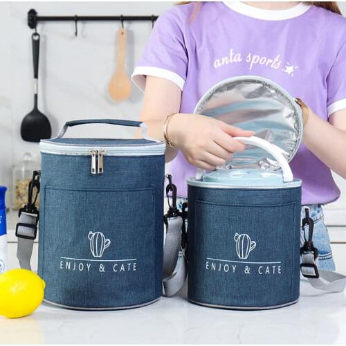 Round Simple Style Insulated Lunch Box Bag Insulated Large Aluminum Foil Portable Lunch Bag Insulation Bag With Rice For Work