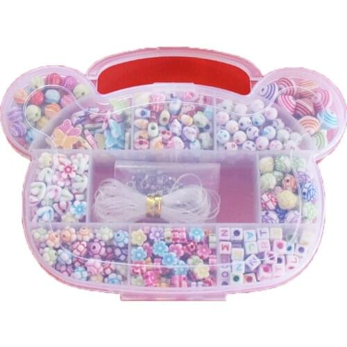 Hot 500pcs Mickey Shape Boxs Kits Set Handmade DIY Beads Set Assorted Color Loose Acrylic Beads For Kids DIY Bracelet Necklace