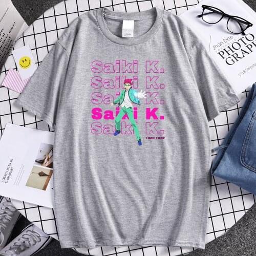 Letters Cartoon Saiki K Printing Men Tshirts Fashion Breathable T Shirt Oversized Brand Streetwear Crewneck S-XXXL T-Shirts Male