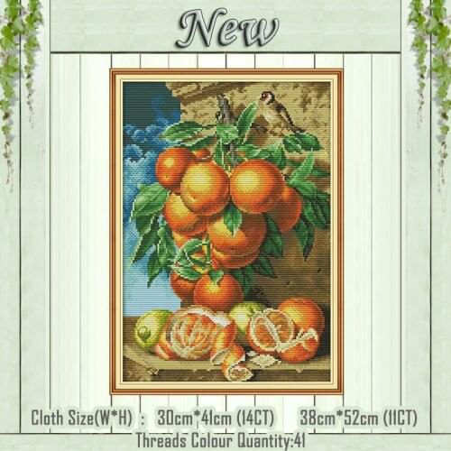 Orange fruits dessert decor diy painting counted printed on the canvas DMC 11CT 14CT kit Cross Stitch embroidery needlework Sets