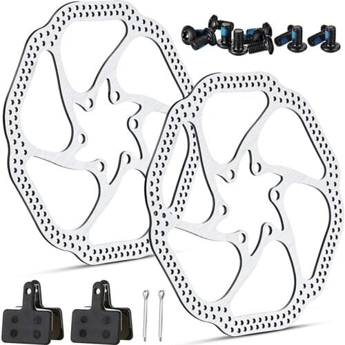 Bike Disc Brake Rotor and Bike Brake Pads Set,with 12 Bolts,Bike Disc Brake Lining Pads,for Road Bike,Mountain Bike,Etc