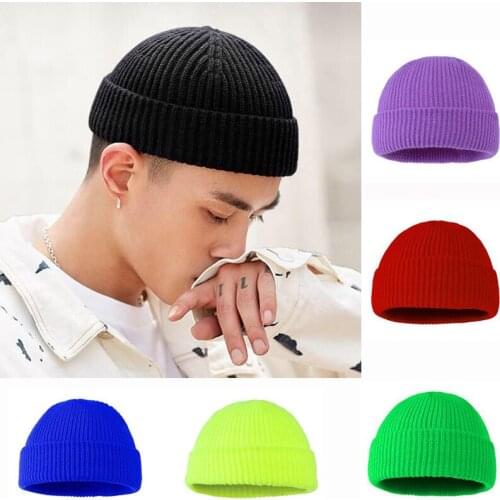 New Classic Knitted Hats for Women Skullcap Men Beanie Hat Winter Brimless Baggy Melon Cap Cuff Docker Fisherman Beanies Hats
