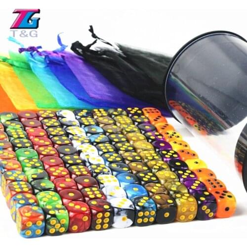 Wholesale100pcs of 12mm D6 Gambling Dice,Playing Die with Standard Dot As Dice Tower Game Accessories a Free Tube and bags