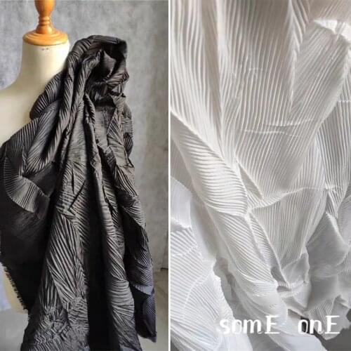 Louver Pleated Fabric Black White Miyake Folds DIY Clothes Wedding Dress Art Painting Background Decor Designer Fabric