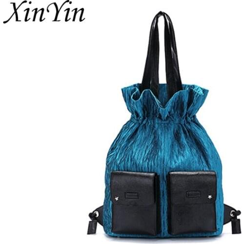 Pleated folding backpacks for college students women cute sling backpack designer school simple travel light weight shoulder bag