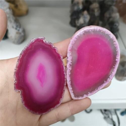 Hot 2pcs Onyx Charms 5-7cm Pink Agate Slice Irregular Natural Agate Crystals Stone Quartz Wholesale Place cards