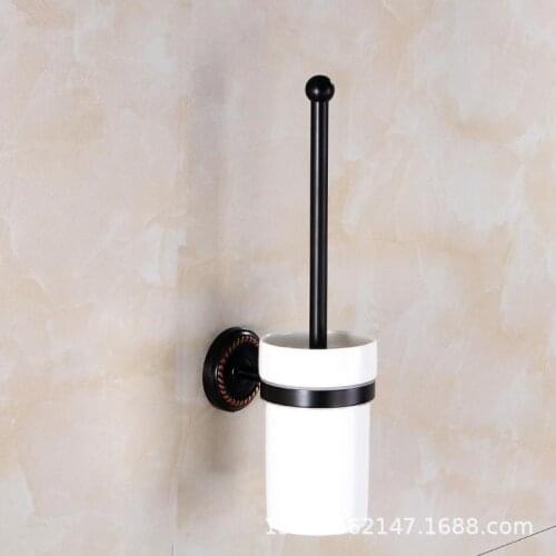 European style simple copper toilet brush holder, black bronze toilet brush bathroom hardware accessories black toilet brush