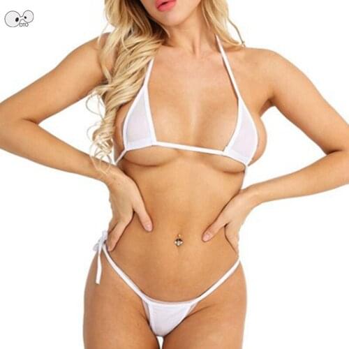 Transparent Sexy Extreme G-String Thong Micro Bikini Set Beach Sunbath Mini Biquini Sex Costumes Swimwear Swimsuit Bathing Suit