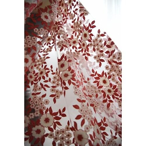 Multicolor lace flower fabric for dress DIY embroidery 5 yards