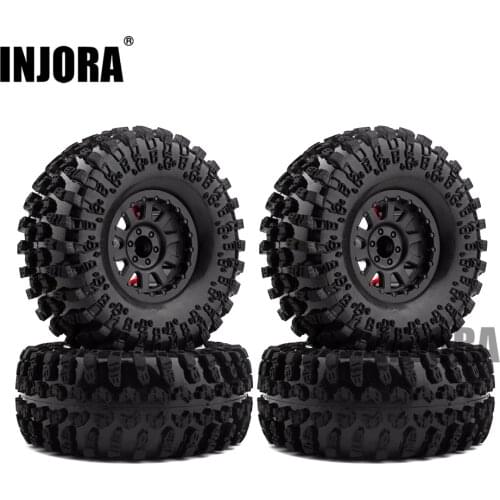 4PCS 2.2 Inch Rubber Tyres & Plastic Beadlock Wheel Rim for 1:10 RC Rock Crawler Axial SCX10 RR10 Wraith Yeti RC Car