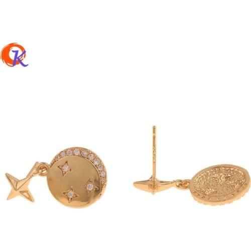 Cordial Design 10Pcs 13*24MM Jewelry Accessories/DIY Making/CZ Earrings Stud/Genuine Gold Plating/Hand Made/Earring Findings