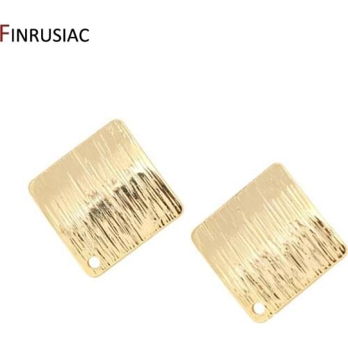 Handmade DIY Post Earring Part Hypoallergenic 925 Silver Needle Korean Style 14K Real Gold Plated Square Earrings Findings