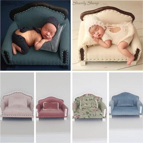 Newborn Baby Photography Soft Sofa Chair Props Print Handmade Baby Photo Shoot Studio Posing Sofa Bed Prop fotografia Accessory
