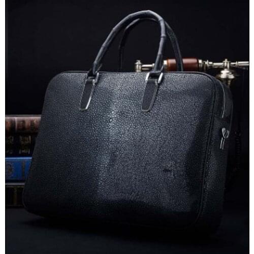 Ourui summer new selling Pearl fish skin men A briefcase black Genuine fish skin leather men handbag