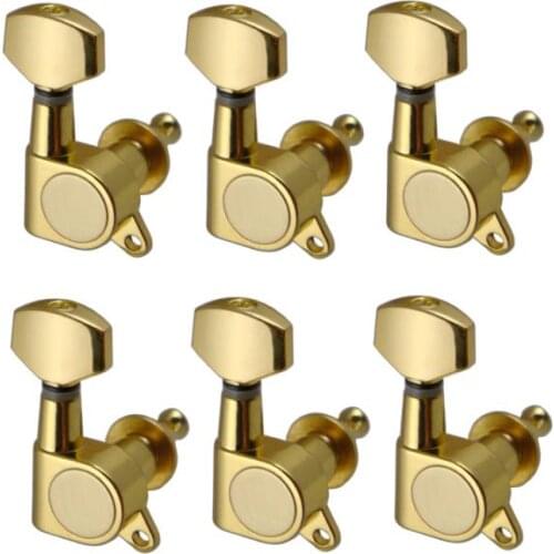 Tooyful 6Pcs Golden Enclosed Acoustic Guitar String Tuning Pegs Keys Tuner Square Machine Heads