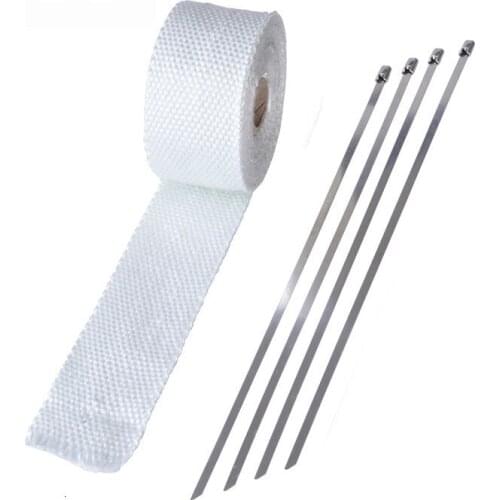 ESPEEDE 5M Exhaust Pipe Heat Wrap Resistant Downpipe Winding Belt With 4 Stainless Steel Ties For Car Motorcycle Exhaust Pipe