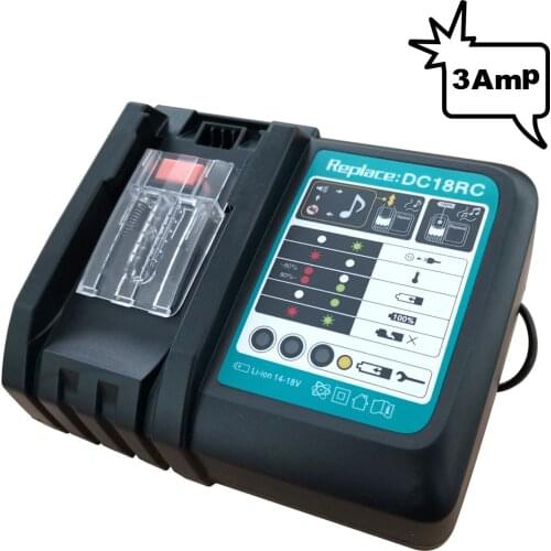 Factory DC18RC Battery Charger 3.0 Amps For Makita 14.4V 18V Power Tools, BL1430B BL1830B BL1840B BL1850B Battery