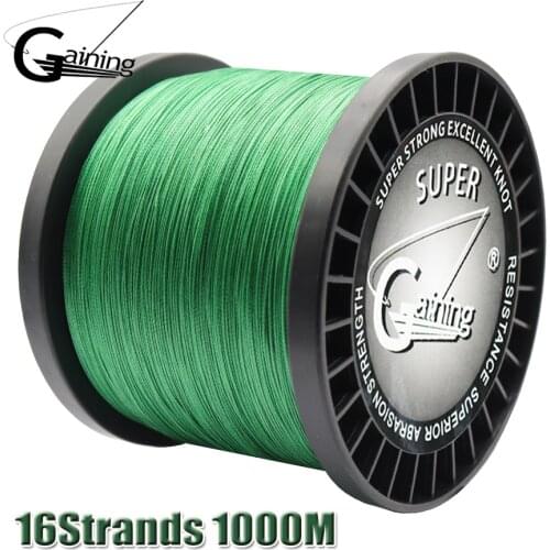 Gaining 16 Strands Braided Fishing Line 1000m Super Strong Japanese Multifilament PE Braid Line 59LB 77LB 94LB 127LB 220LB 308LB