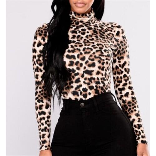 Plus Size Women Blouse Women Blouses Sexy Leopard Print Blouse Slim Turtleneck Ladies Top Casual Womens Tops And Blouses Shirts