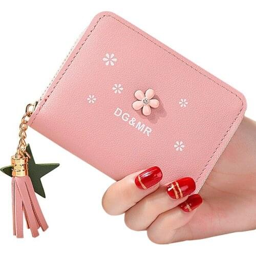 Women Wallets Soft PU Leather Short Lady Handbags Girls Wallet Cards ID Holder Woman Tassels Zipper Coin Purse Moneybags Purses
