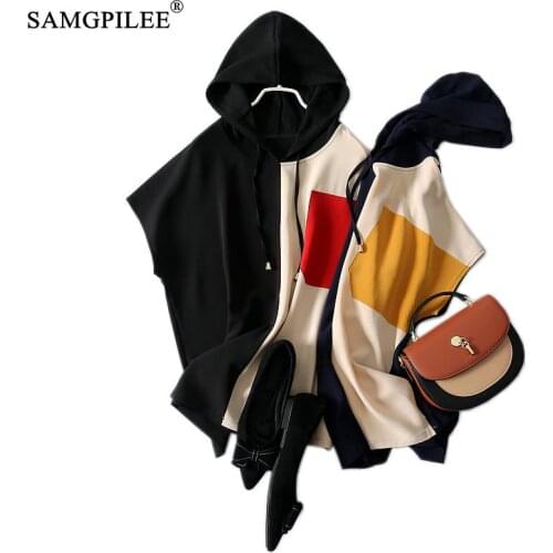 Summer Women T-shirts 2021 New Fahsion Casual Patchwork Hooded Collar Short Sleeve Thin Plus Size Funny T Shirts Womens 4XL