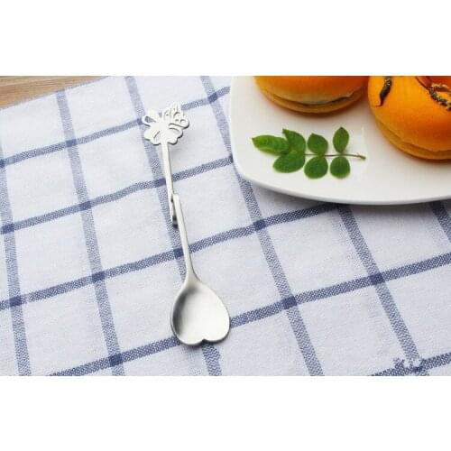 1PC Spoon Coffee Ice Cream Soup Bend Handle Tea honey Spoons Tableware Shovel Shape Design Dinnerware Stainless Steel OK 0586