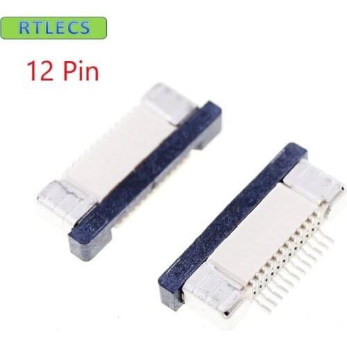 10pcs FPC connector 0.50 mm 0.020" 12 Pin Bottom Contact Right angle SMD ZIF Slide Lock Surface Mount