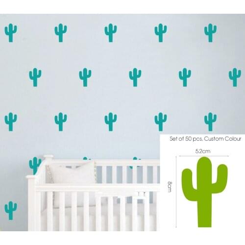 50 pcs Cactus Kids Room Wall Stickers Nursery Decor Decal Art Mural Removable Vinyl Wall Stickers adesivo de parede D493