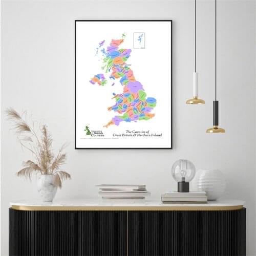 59*84cm The Great Britain and Northern Ireland Map Canvas Painting Wall Poster Living Room Home Decor Travel School Supplies