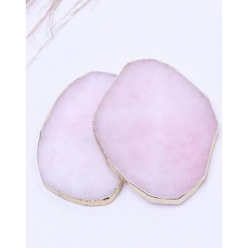 9cm Wholesale 1pcs Natural Rose Quartz Coaster Hexagon Crystal Platter Electroplated Gold Color Jewelry for Cup Mat Display