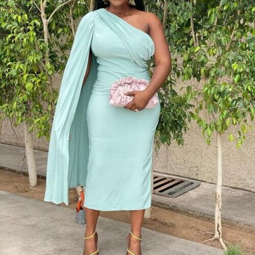 Dashiki African Dresses For Women Bodycon Dress One Shoulder Party Sexy Evening Female Africa Female Date Out Robes Gowns