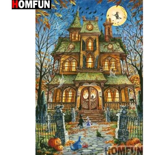 HOMFUN Full Square/Round Drill 5D DIY Diamond Painting "Castle pumpkin" 3D Embroidery Cross Stitch 5D Home Decor Gift A13252
