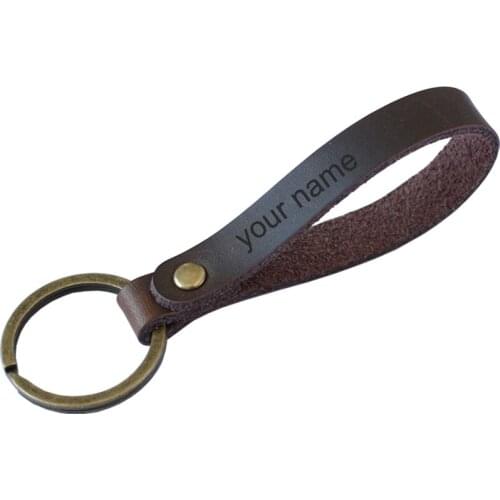 Free Custom Keychain Genuine Leather Keyring New Designer Fashion Keychain Car Luxury Unisex Keychain