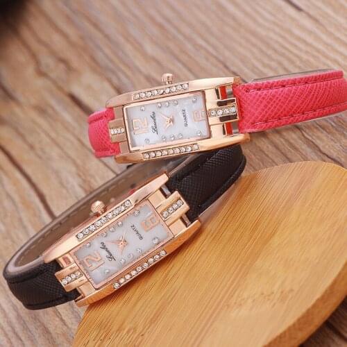 Square Womens Watches Branded Women watches Luxury Watch Thin strap Leather Diamond Wristwatch White dial Fashion Gift Clock
