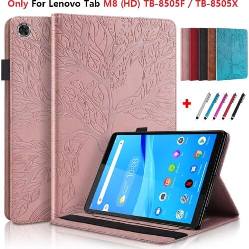 Emboss Funda Tablet Case For Lenovo Tab M8 Case For Lenovo Tab M8 HD Cover TB-8505F TB-8505X TB X8505 F L 8.0" Stand Etui + Gift