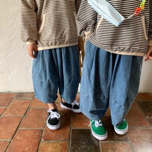 Childrens Pants 2021 Autumn New Boys and Girls Cute Solid Color Casual Loose Korean Radish Pants Fall Clothes for Kids