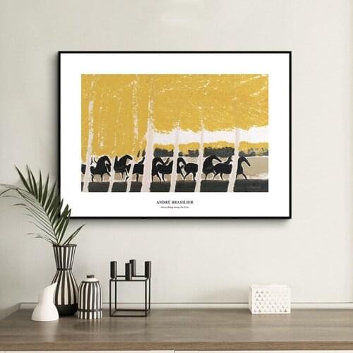 Abstract Character Riding Horse Canvas Oil Painting Style Print Landscape Forest Poster Home Bedroom Decoration Wall Art Picture