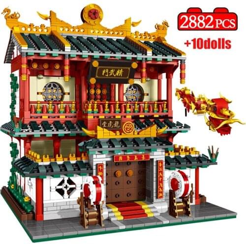 City Creative Street View Ancient Architecture Model Building Blocks Creator House Sets Educational Bricks Toys for Children