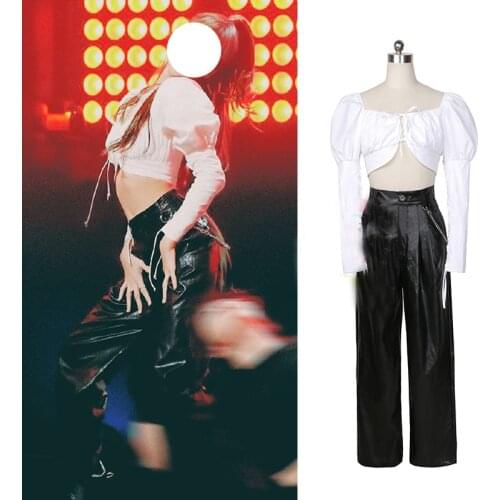 Korean Dance Jazz Dance Performance Costumes Girls Diamond Plaid Wide-Leg Pants Suit Hip Hop Pole Dance Clothes Stage Outfits