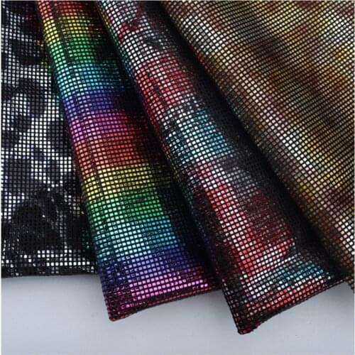 Small square Plaid Sequin fabric Fantasy Lee Teuk synthetic leather Make up bag glove shoe material hairpin special fabric