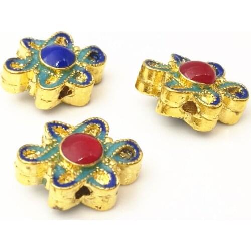 30 Pieces/lot 12.5x17.5mm Gold color Copper Flower Beads Charms Components DIY Jewelry Accessory Findings