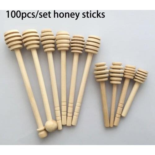 100pcs/lot 8cm 10cm 15cm Mini Wooden Honey Stick Wood Honey Dipper Party Supply coffee milk dipper high quality